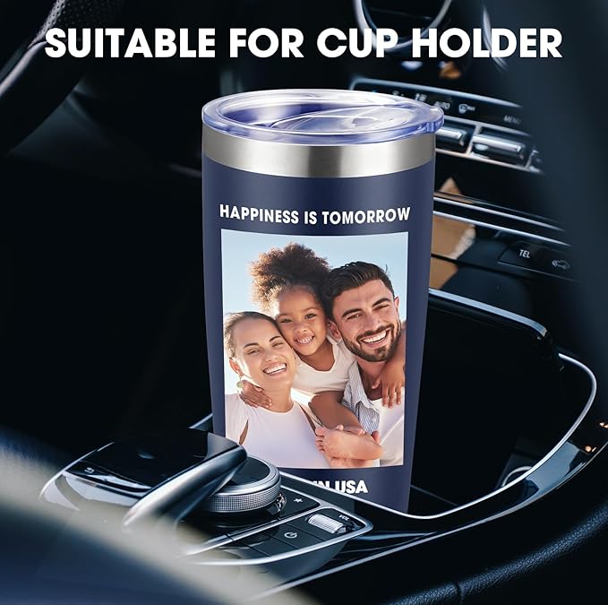 Personalized Custom Tumbler Print in USA 72 Pcs 20oz Stainless Steel Coffee Cup with Lid & Straw Double Wall Insulated Tumbler with Colorful Text Logo Photo - Bloomnest