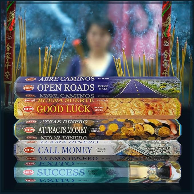 Hem Incense Sticks Variety Pack #5 and Incense Stick Holder Bundle with 5 Money and Success Themed Fragrances - Bloomnest