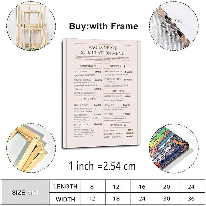 KYGBVF Vagus Nerve Stimulation Menu; Polyvagal Theory Worksheets Poster Canvas Painting Wall Art Poster for Bedroom Living Room Decor 12x18inch(30x45cm) Bloomnest