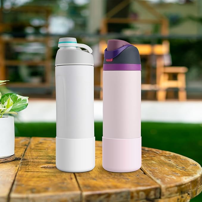 2PCS Silicone Water Bottle Boot for Owala 24oz 32oz 40oz, Anti-Slip Protective Sleeve Bottom Bumper Protector for FreeSip, Twist, and Flip Stainless Steel Water Bottles Alwenid