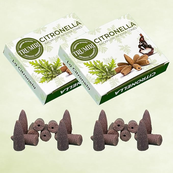 Citronella Backflow Incense Cones - 60 TotalIncense Waterfall Cones - 6 Packs (10 Each) TRUMIRI