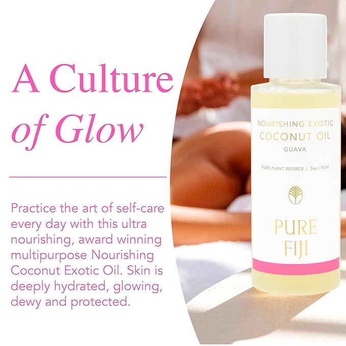 PURE FIJI Travel Size Nourishing Exotic Coconut Oil, Guava (3oz/90ml) - Bloomnest