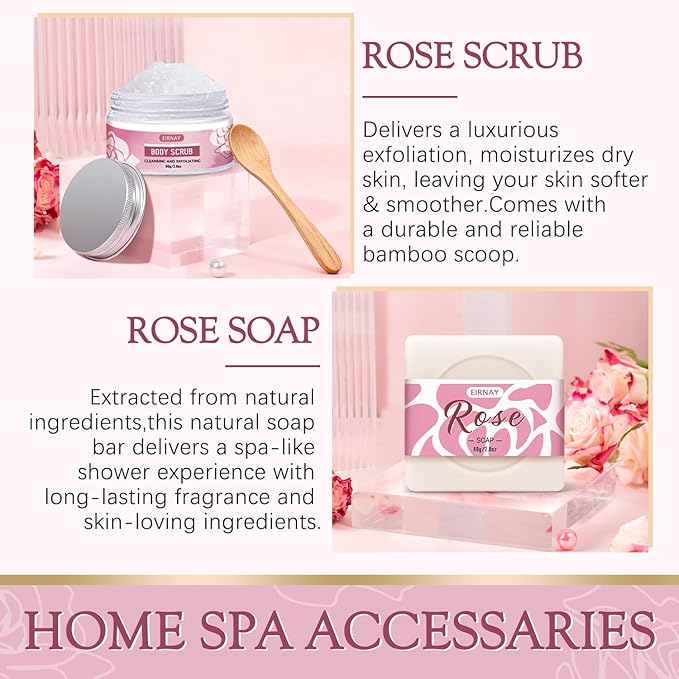 Gifts for Women, 12 PCS Birthday Gifts for Women Rose Relaxing Spa Basket Self Care Package for Her Mom Sister Wife Friend Unique Mothers Day Valentine Gift Ideal - Bloomnest