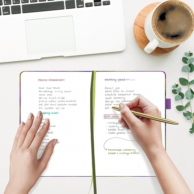 &And Per Se Dotted Journal Notebook, A5 Hardcover Bullet Dotted Journal, 160 Pages 100 gsm Thick Paper, 3 Sheets of Stickers Included - 5.7'' x 8'' (Lavender Grove)