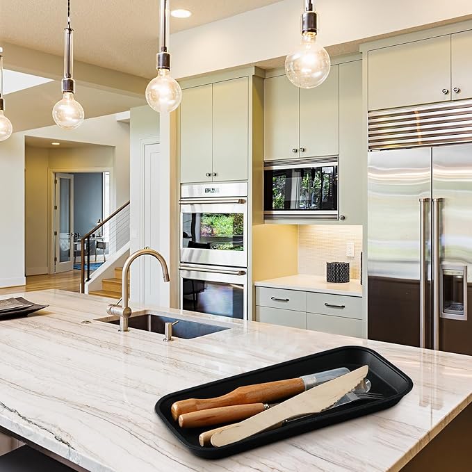 Wenqik 6 Pcs Silicone Bathroom Vanity Trays for Counter Multifunctional Bathroom Counter Tray Multipurpose Decorative Tray for Kitchen Desk Kitchen (Black)