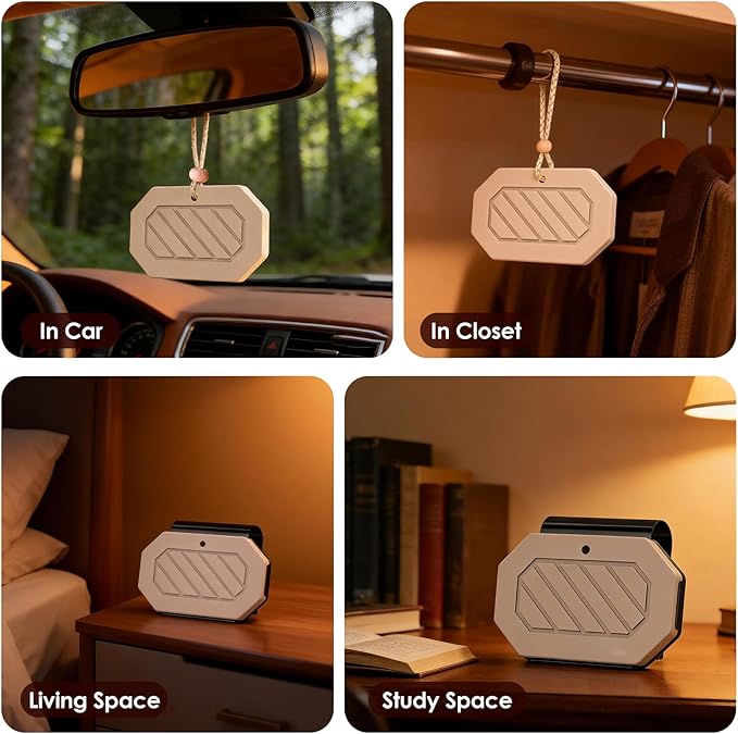 Car Air Freshener, 2-in-1 Stone Car Freshener with Visor Clip & Hanging Scent Diffuser, Natural Scent Stone Diffuser, Long-Lasting Odor Eliminator for Car or Home, Textured Pine - Bloomnest