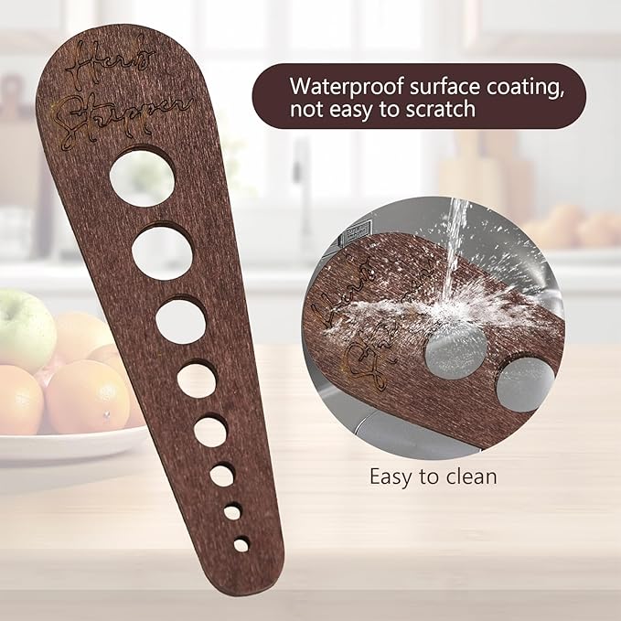 2 Pcs Herb Stripper Tool, Wooden Herb Stripper Vegetable Leaf Remover 8 Different Aperture Designs Wood Stripping Strippers Suitable for Herbs, Parsley, Coriander, Thyme, Rosemary (Brown) - Bloomnest