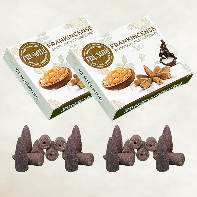 Frankincense Backflow Incense Cones - 60 Cones, Six Packs of 10, Waterfall Effect TRUMIRI