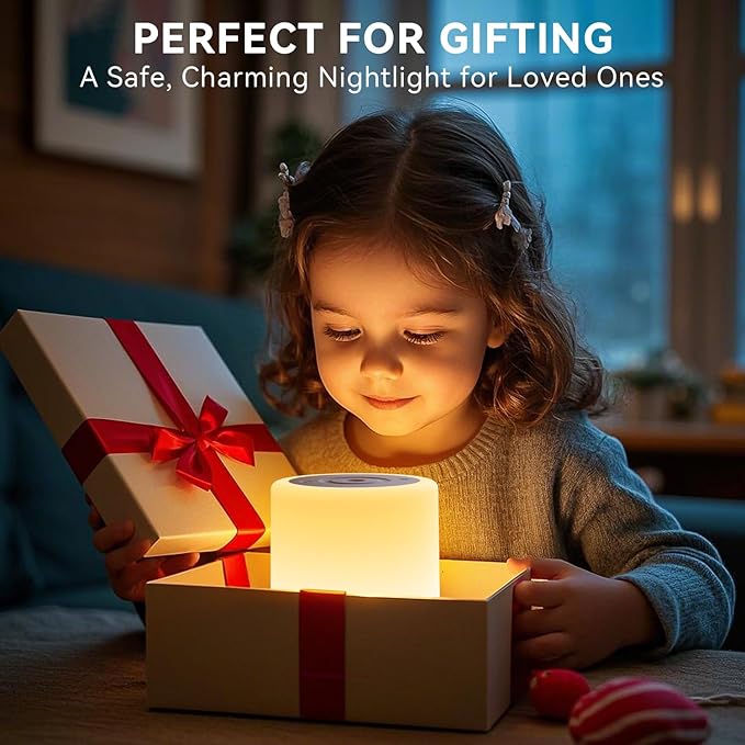 Night Light for Kids Baby, Dimmable Touch Lamp for Nursery, 11 RGB Colors 5 Brightness, Portable Rechargeable Bedside Table Lamp for Nightstand, Kids Night Light for Bedroom Living Room, Dark Brown - Bloomnest