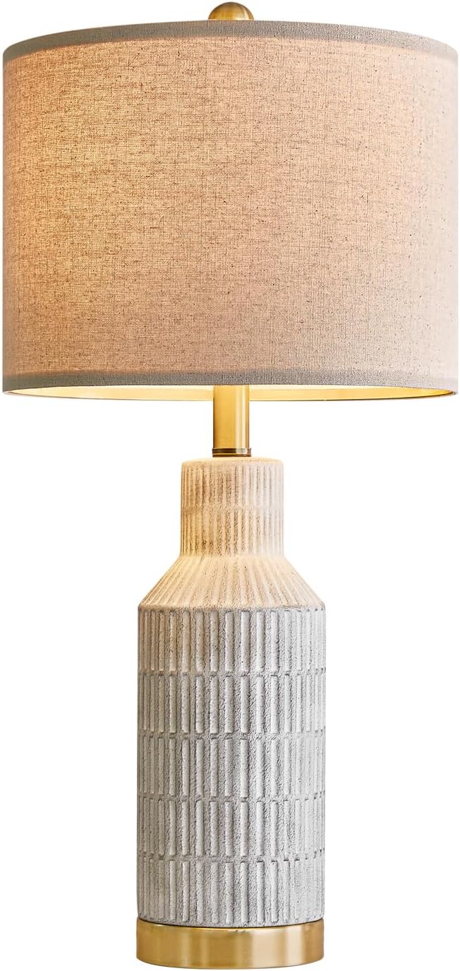 25" Modern Ceramic Lamps Single Table Lamp for Living Room Bedroom Farmhouse Nightstand Bedside Lamps - Bloomnest