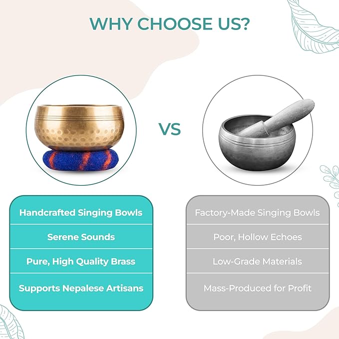 Handcrafted Tibetan Singing Bowl Set – 3.5” Sound Bowl for Meditation, Sound Healing & Yoga – Healing Instrument with Wooden Striker & Cushion – Authentic Hand-Hammered in Nepal - Bloomnest