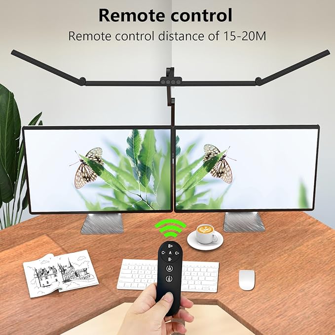 3000 Lumen Ultra Bright Architect Desk Lamp with Clamp, 36W Tall Overhead Led Desk Light for Home Office, 47Inch Long Dimmable Computer Monitor Light Bar with Remote for Table Desktop Drafting - Bloomnest