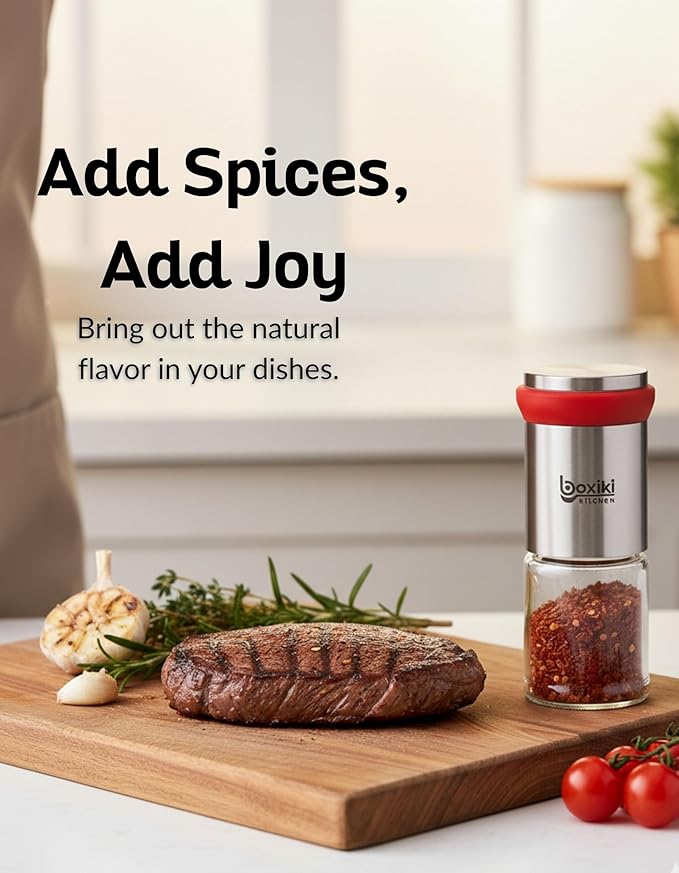 Premium Chili Mill Grinder – Manual Spice Grinder for Dried Chili, Pepper & Herbs – Ceramic Mechanism, Stainless Steel Spice Mill for Kitchen & Dining - Bloomnest