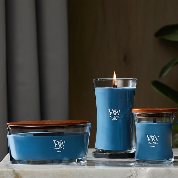 WoodWick Tempest Gifts for Women and Men, 21.5 oz Large Hourglass Candle with Crackling Wick - Bloomnest