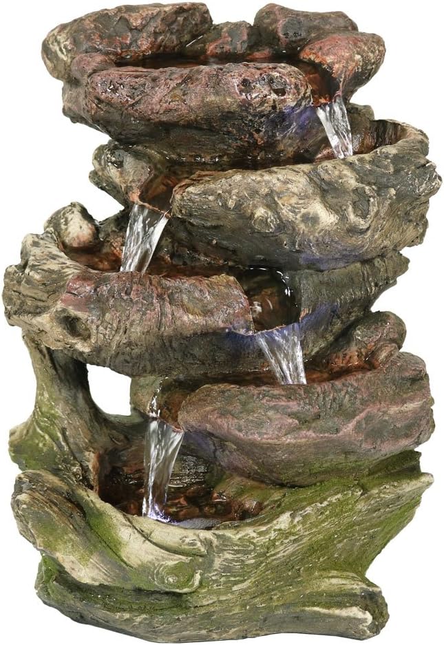 Sunnydaze Tabletop Water Fountain - Relaxing Indoor Desktop Water Feature - Rock Fountain with LED Lights - Office, Bedroom, Living Room - Bloomnest