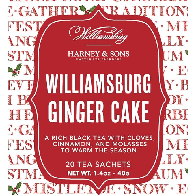 Harney & Sons Williamsburg Ginger Cake Blend | Black tea with cloves, cinnamon, and molasses, 20 sachets - Bloomnest