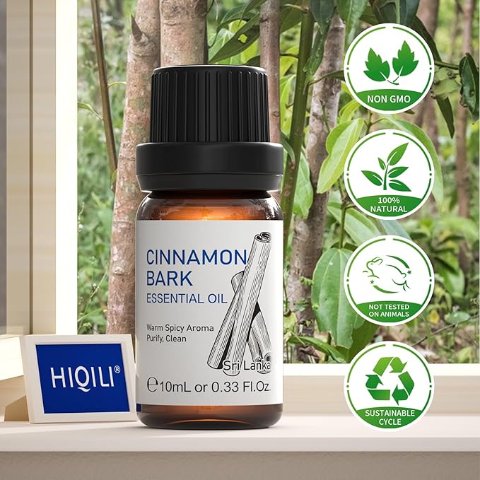 HIQILI 0.33 Fl Oz Cinnamon Essential Oil for Spary, Diffuser, Garden and Kitchen - 100% Pure Natural - Indoor and Outdoor, 10 ML - Bloomnest