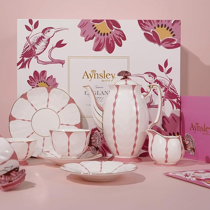 Aynsley Butterfly Fine Bone China Teapot 600ml (Pink) - Bloomnest