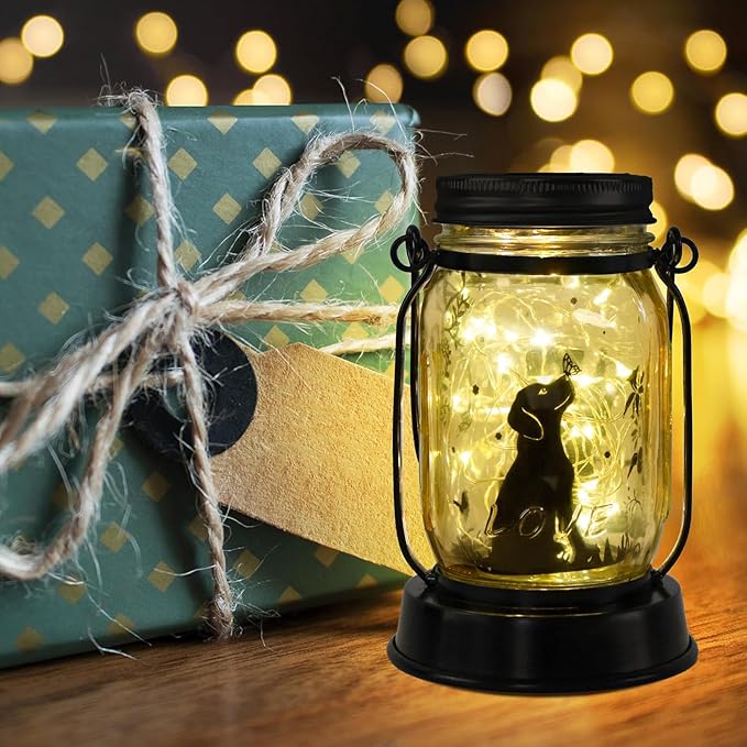 kyoryuger Dog Solar Lanterns 3in1 Dog Light Garden Decor Gifts for Women Mom Grandma Unique Teen Girl Gifts for Dog Lovers Decorative Pet Memory Lanterns for Yard Lawn Patio 2 Pack - Bloomnest