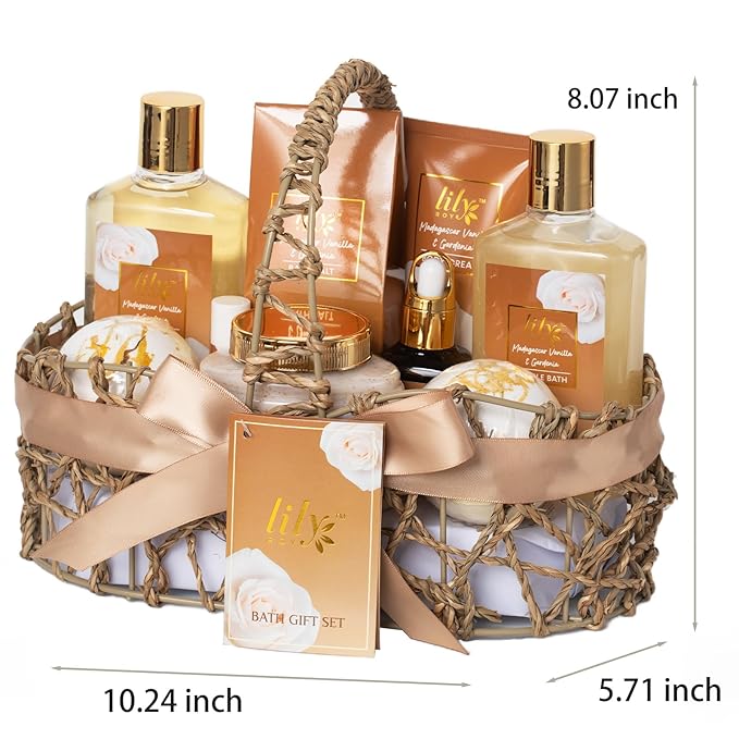 Valentines Day Gifts for Women - 10-Piece Honey Almond Bath and Body Gift Set for Women Spa Gift Basket Self Care Kit | Mothers Day, Birthday, Christmas Gifts, All Occasion Holiday Present - Bloomnest
