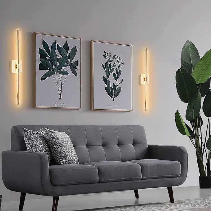 LED Wall Sconces with Remote Control, Dimmable Wall Sconces Set of 2, 5 Colors 3000K-6500K & Dimmable, Hardwire Wall Light with Timer & Night Light, LED Gold Wall Lamps for Living Room, Bedroom - Bloomnest