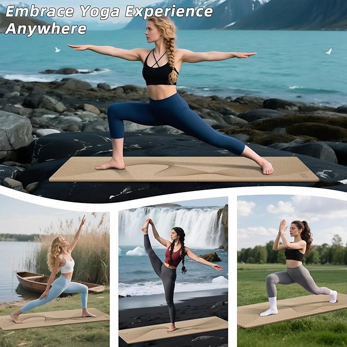 ILILI Yoga Mat, 72x25×0.3 Inch, Non-Slip, TPE Exercise Mat, Tear-Resistant, Fitness Yoga Mat with Carrying Strap, Ideal for Yoga, Pilates, Home Workouts, Stretching & All Fitness Routines