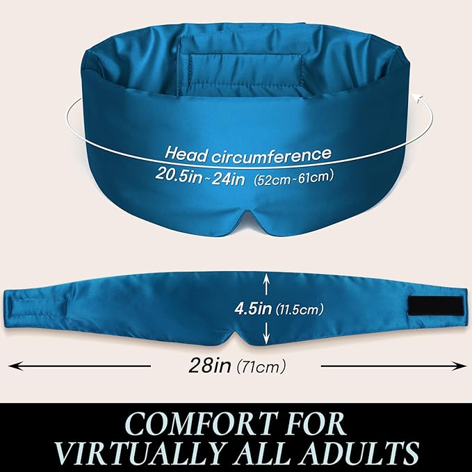 Zenssia Satin Sleep Mask for Women and Men, Lightweight Padded Eye Mask with Adjustable Strap, Comfort Blackout for Travel and Nap - Peacock Blue - Bloomnest