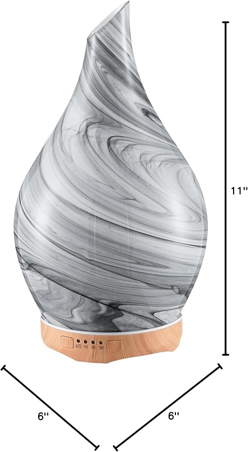 Porseme 280ml Essential Oil Diffuser Glass Color Changing Aroma Air Diffusers Aromatherapy Ultrasonic Cool Mist Humidifier 7 Running Hours Waterless Auto-Off for Sleeping, Yoga, Office, Spa (Ink) Porseme