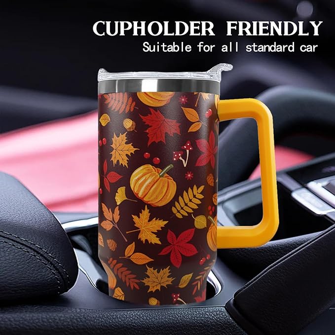 Ceovfoi 40 oz Fall Pumpkin Tumbler Insulated Stainless Tumbler, Autumn Travel Coffee Cup Water Bottle, Thanksgiving - Bloomnest