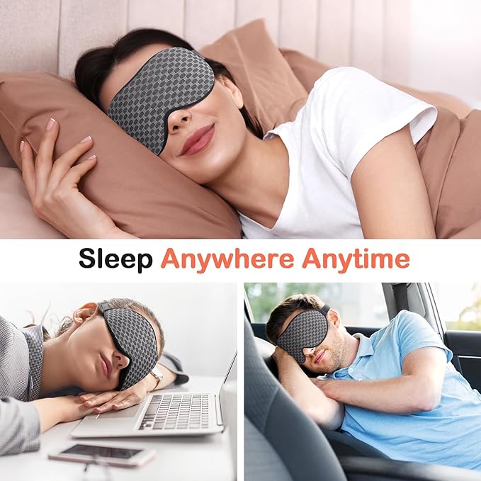 INNELO 3D Contoured Sleep Mask for Side Sleepers, 100% Light Blocking Sleeping Mask for Men & Women, Soft, No Pressure on Eyes, Airplane Blindfold for Travel, Night Eye Cover for Nap, Yoga, Grey - Bloomnest