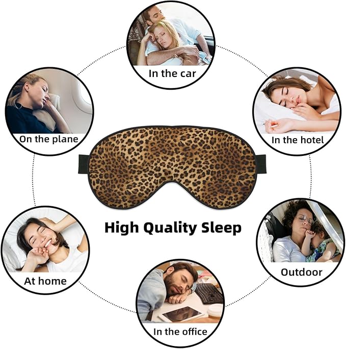 Abstract Brown Leopard Sleep Mask for Sleeping, Soft Comfort Eye Shade, Blackout Eye Cover, Deep Rest, Travel, Nap, Meditation - Bloomnest