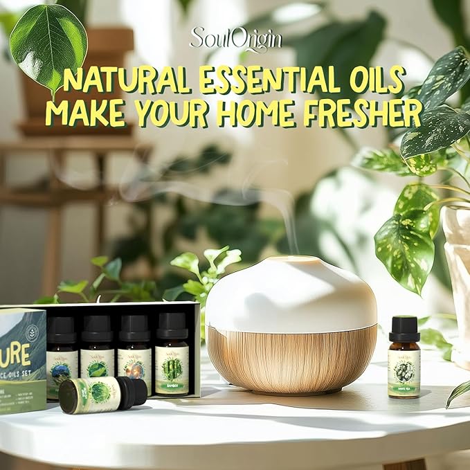Nature Fragrance Oils Set, Essential Oil Gift Set for Diffuser, Natural Scent Diffuser Oil for Candle Making-Fresh Cut Grass, Mountain Air, Bamboo, Ocean Breeze, Fresh Lotus Leaf, White Tea - Bloomnest