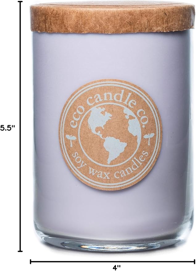 ECO CANDLE CO. Recycled Candle, Lavender Dreams, 26 oz. - Scents of Lavender, Lilac, Sage, & Mimosa - 100% Soy Wax, No Lead, Kraft Paper Label & Lid, Hand Poured, Made from Midwest Grown Soybeans - Bloomnest