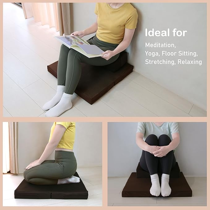 Meditation Cushion - Floor Pillow for Adults - Floor Seating & Meditation Pillow - Yoga Bolster with Washable Cover - High Density Responsive Bamboo Charcoal Foam for Sitting - Bloomnest