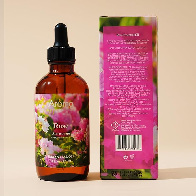 Rose Essential Oil in Premium Gift Box - Essential Oils for Home Diffusers - Perfect Self-Care & Spa Gift for Women 4 Fl Oz Valentines Day Gifts for Her Bloomnest