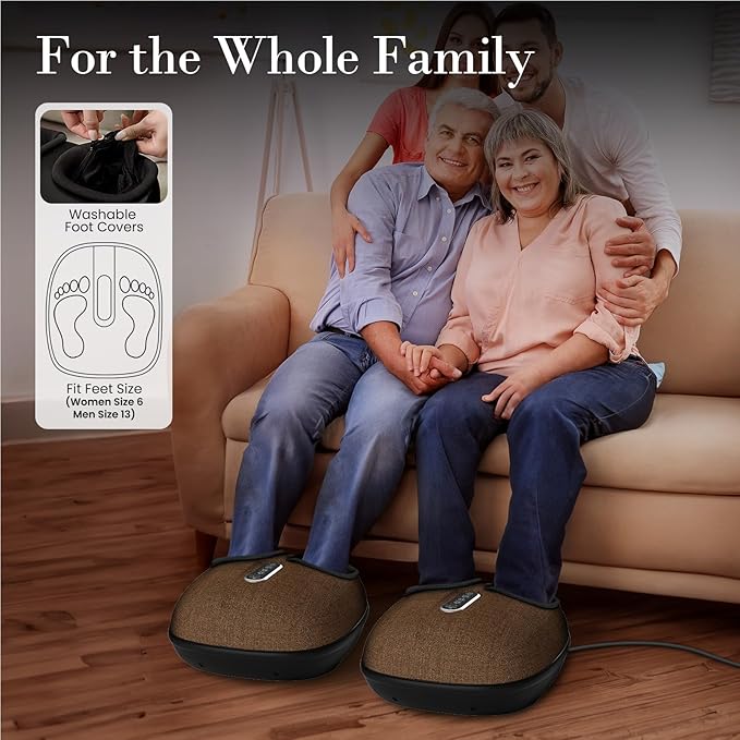 Foot Massager with Heat, FSA Eligible HSA Shiatsu Feet Massager with Remote Control, Multi-Level Compression Knead Foot Massage for Neuropathy & Plantar Fasciitis, Fits Up to 13", Gifts(Brown) - Bloomnest
