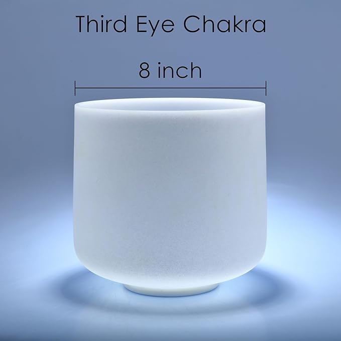 TOPFUND 8 inch 432Hz A Note Crystal Singing Bowl Third Eye Chakra Meditation Sound Healing