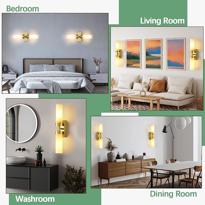 Rechargeable Wall Sconces Set of Two with Remote, Gold Battery Operated Wall Sconce with Milky Glass, Sconces Wall Decor Set of 2 Wall Light Fixtures for Bedroom Bathroom Mirror Living Room - Bloomnest