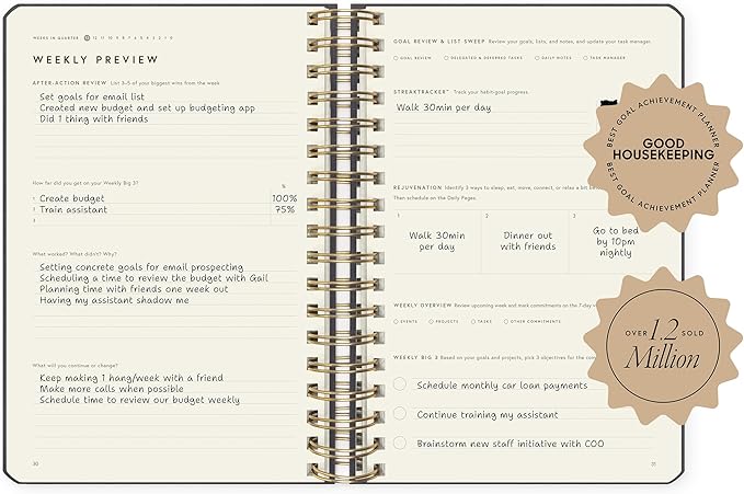 Full Focus Leather Coil Planner by Michael Hyatt - The #1 Daily Planner to Set Annual Goals, Increase Focus, Eliminate Overwhelm, and Achieve Your Biggest Goals - Hardcover (Eggplant) - Bloomnest
