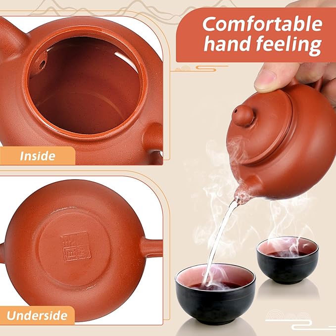DOITOOL Purple Clay Tea Pot Small Handmade Yixing Teapot Lightweight for Home Tearoom Office Traditional Gongfu Tea Kettle Portable Practical - Bloomnest