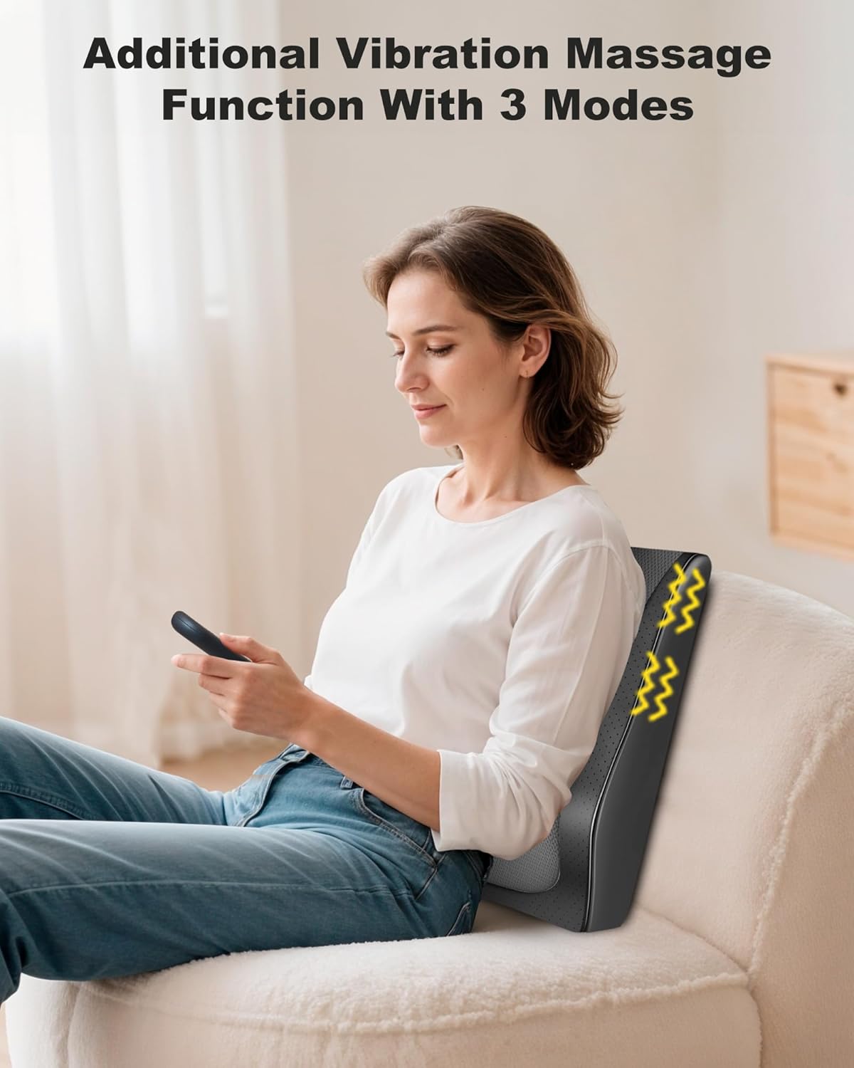 Cordless Shiatsu Neck Massager with Heat & Vibration, Back Neck Shoulder Massager for Pain Relief Deep Tissue, 4D Kneading Back Massage Pillow, Rechargeable Portable Massage, Gifts for Mom,Dad