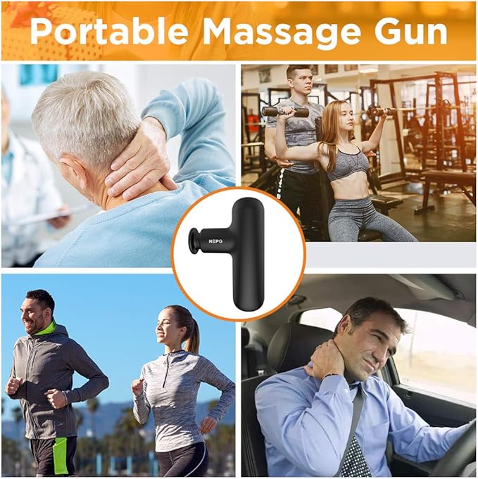 Mini Massage Gun, Powerful Fascial Gun Portable Deep Tissue Percussion Muscle Back Head Massager for Pain Relief with 4 Massage Heads High-Intensity Vibration Rechargeable Small Massage Gun - Bloomnest