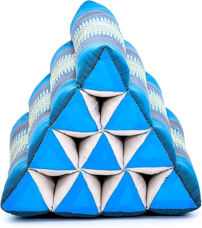 Leewadee Thai Triangle Cushion – Comfortable Backrest for TV or Reading, Wedge Pillow - Eco-Friendly Natural Kapok Filling, 20 x 13 x 13 inches, Light Blue - Bloomnest
