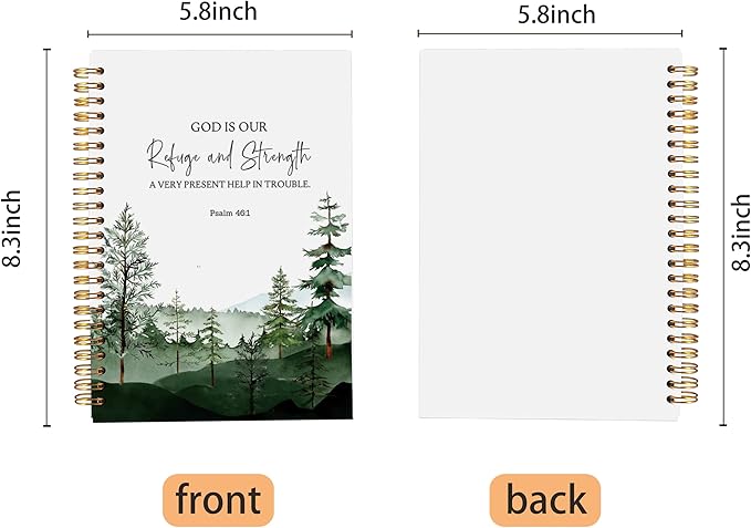 Christian Notebook Journal, Bible Journal Notebooks for Note Taking, Bible Journaling Notebook, Prayer Journal, Christian Gifts, God is Our Refuge and Strength Spiral Notebook 5.5x8.3 - Bloomnest