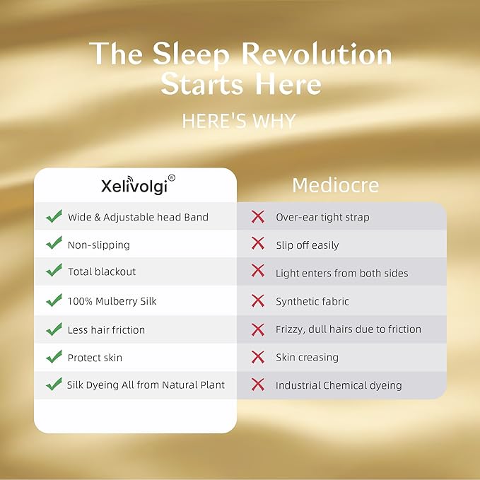 Silk Sleep Mask for Women and Men, Side Sleeper, 22 Momme Pure Mulberry Silk Total Blackout 100% Mulberry Eye Mask with Adjustable Headband Full Size, Eye Masks for Sleeping and Travel - Bloomnest