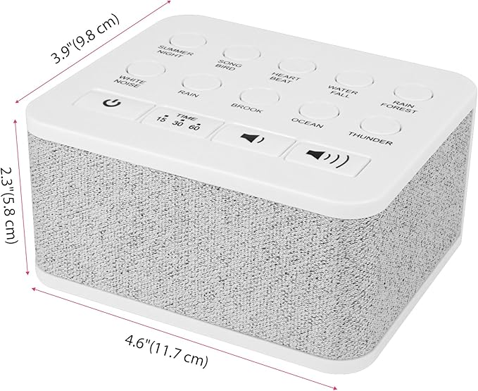LUXSWAY Sound Machine, White Noise Machine with 10 Natural Soothing Sounds, Volume Control & 3 Timers Setting, Memory Function Sleep Machine for Baby Kids Adults & Home Office Travel - Bloomnest