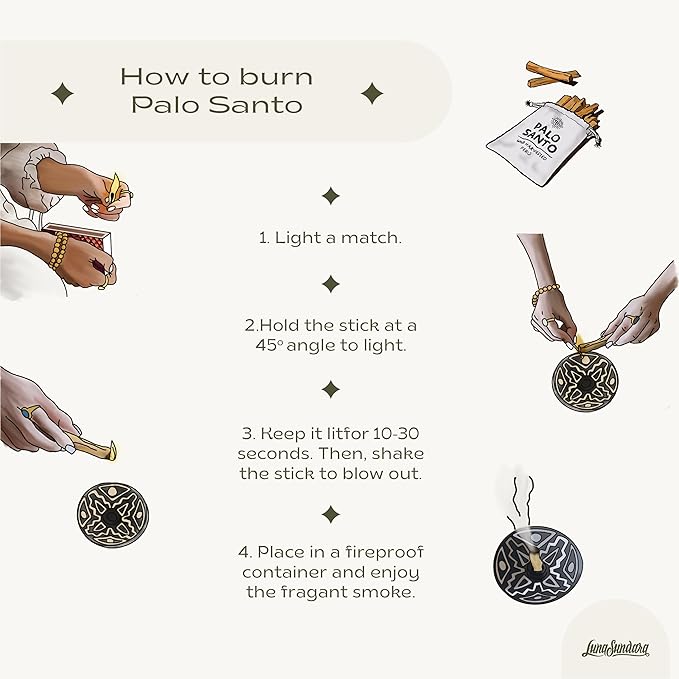 Palo Santo Holder with 5 Sticks - Luna Sundara Handmade Ceramic Incense Burner - Polka Dot Chulucanas Pottery from Peru - Smudge Bowl for Sage - Aromatherapy Gift Set LunaSundara