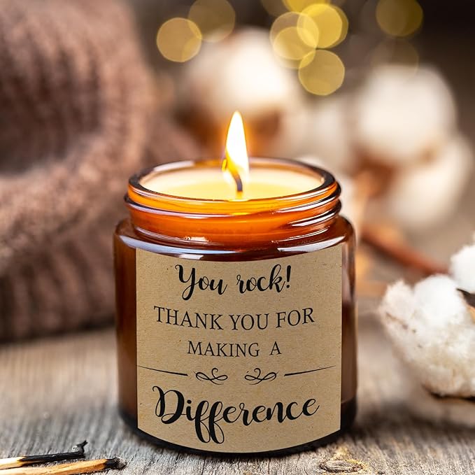 MTLEE 20 Pcs Thank You Gifts Candles 3.5 oz Employee Appreciation Inspirational Scented Soy Wax Candle Thank You Gift Christmas Gifts for Coworker Women Volunteer Teacher(Appreciation,Brown) - Bloomnest