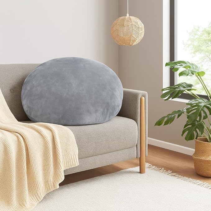 Codi Large Meditation Cushions – Round Floor Pillows for Adults with Removable Washable Cover, Soft and Supportive Floor Cushion for Yoga, Seating and Dog Bed, 32 inch - Grey - Bloomnest