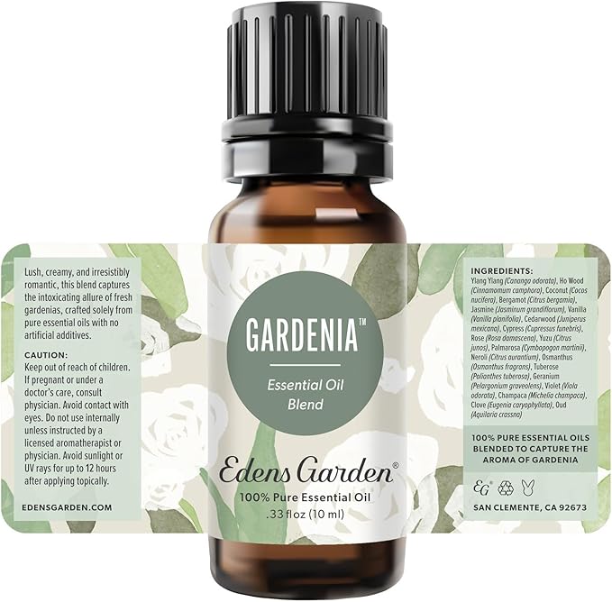 Edens Garden Gardenia Essential Oil Blend – 100% Pure Premium Grade for Diffuser, DIY Soap & Candle Making, Natural Aromatherapy & Skin Safe, Undiluted & Clean, No Added Fragrance 10 ml (.33 fl oz) EdensGarden